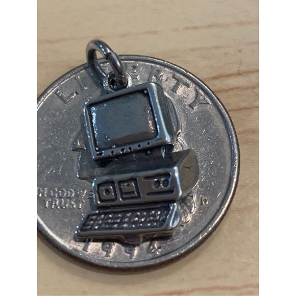 Vintage Desktop Computer Sterling Silver Jewelry Charm - Picture 3 of 5